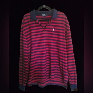 Polo by Ralph Lauren Red and Navy Striped Shirt